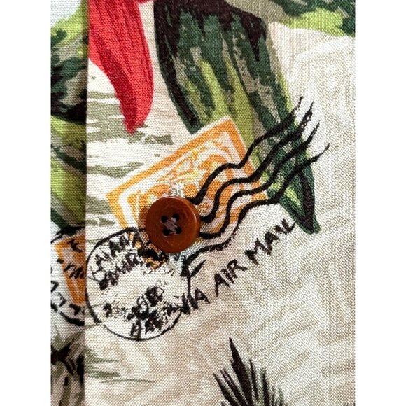Lands’ End Men’s Vtg Hawaiian Shirt M Short Sleeve Collared Button Up Tropical - Picture 11 of 16